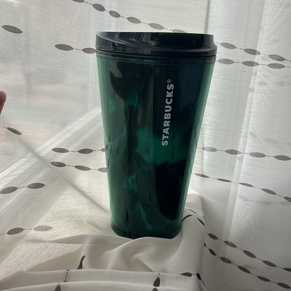 16oz Starbucks Dark Green Tortoise Tumbler with Lid - Picture 5 of 8